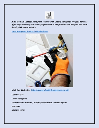 Local Handyman Services In Hertfordshire | Chadilshandyman.co.uk