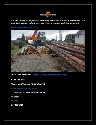 Pile Driving H Beams Vancouver | Torqueandhammer.ca