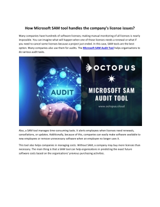 Microsoft SAM Audit Tool | Microsoft SPLA Reporting Tool - Octopus Cloud