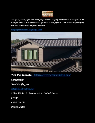 Roofing Contractors St George Utah | Stoutroofing.net