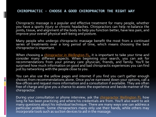Chiropractic - Choose a Good Chiropractor the Right