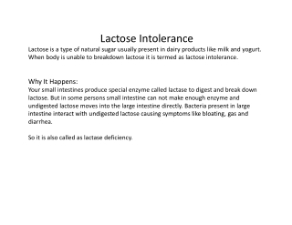 Lactose Intolerance