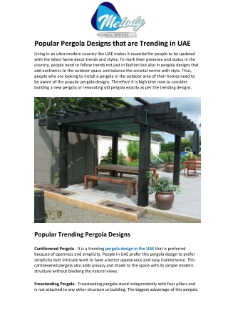Popular Pergola Designs that are Trending in UAE