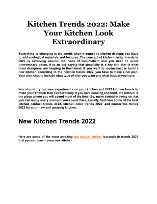 Kitchen Trends 2022: Make Your Kitchen Look Extraordinary
