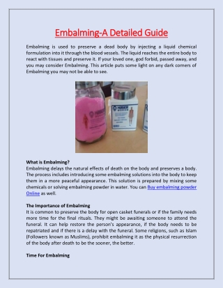 Embalming-A Detailed Guide