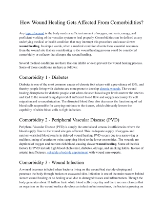 How Wound Healing Gets Affected From Comorbidities?