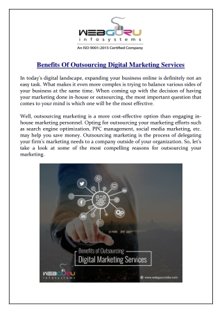 Benefits Of Outsourcing Digital Marketing Services