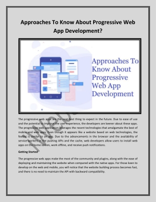 Approaches To Know About Progressive Web App Development - iWebServices