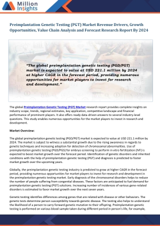Preimplantation Genetic Testing (PGT) Market