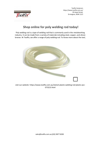 Shop online for poly welding rod today!