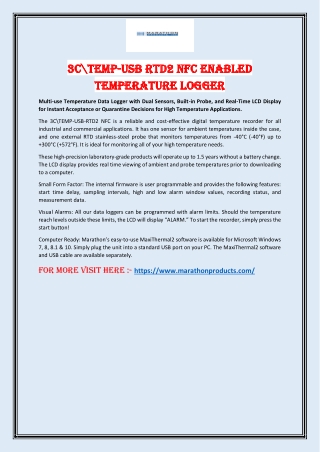 TEMP-USB RTD2 NFC Enabled Temperature Logger