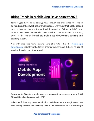 Rising Trends in Mobile App Development 2022