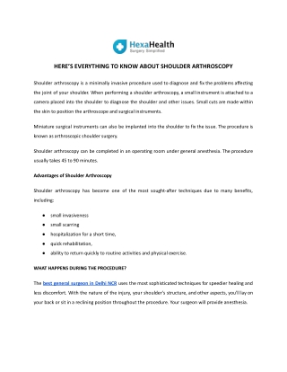 Here’s Everything to Know About Shoulder Arthroscopy | HexaHealth