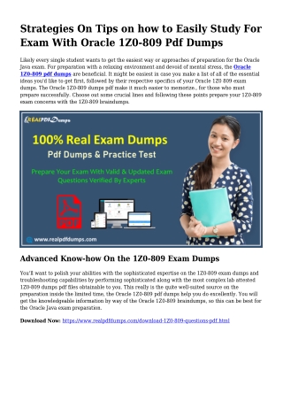 Sustainable 1Z0-809 Dumps Pdf For Awesome Final result