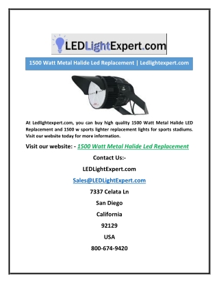 1500 Watt Metal Halide Led Replacement | Ledlightexpert.com