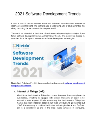 Nivida - 2021 Software Development Trends