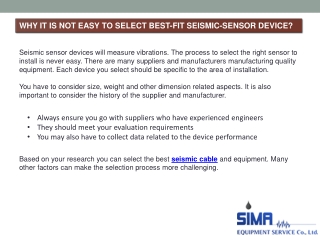 Why It Is Not Easy To Select Best-Fit Seismic-Sensor Device?