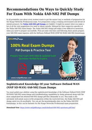 Practical Your Planning As a result of 4A0-N02 Pdf Dumps