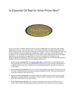 Is Essential Oil Bad for Acne