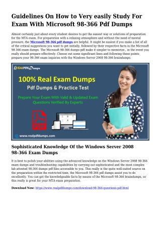 Precious Preparation From the Help Of 98-366 Dumps Pdf