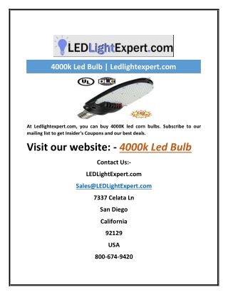 4000k Led Bulb | Ledlightexpert.com