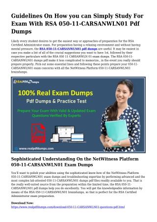 Practical Your Planning By way of 050-11-CARSANWLN01 Pdf Dumps