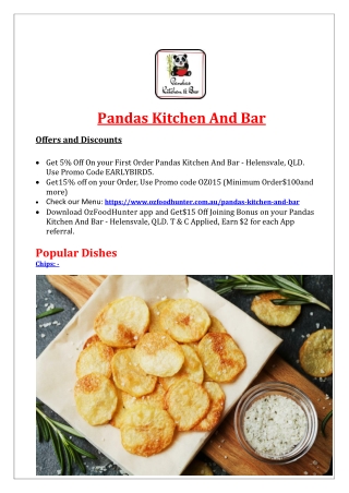 Pandas Kitchen And Bar Menu Restaurant Helensvale, QLD - 5% off