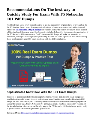 Polish Your Abilities Using the Assist Of 101 Pdf Dumps
