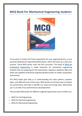 Mcq Book For Mechanical Engineering students