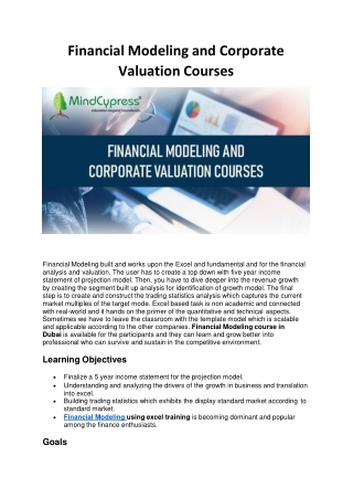 Financial Modeling and Corporate Valuation Courses