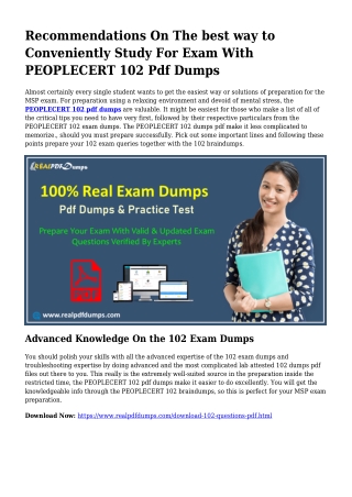 Feasible Your Preparation Through 102 Pdf Dumps