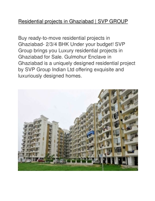 Residential projects in Ghaziabad  | SVP GROUP