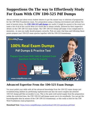 1D0-525 PDF Dumps To Resolve Preparation Challenges