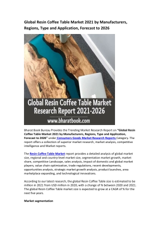 Global Resin Coffee Table Market Research Report 2021-2026