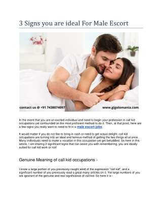 3 Signs you are ideal For Male Escort