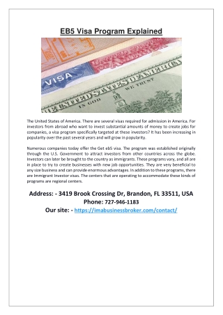 EB5 Visa Program Explained