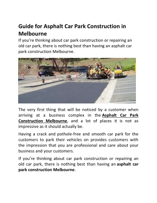 Asphalt Car Park Construction Melbourne