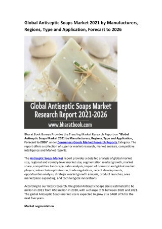 Global Antiseptic Soaps Market Research Report 2021-2026