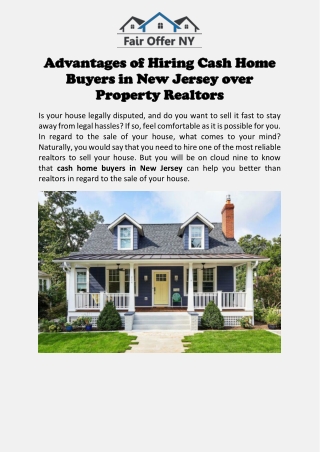 Where To Get The Best Cash Home Buyers in New Jersey | Fair Offer NY