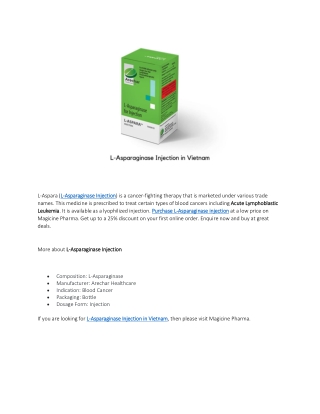 L-Asparaginase Injection in Vietnam