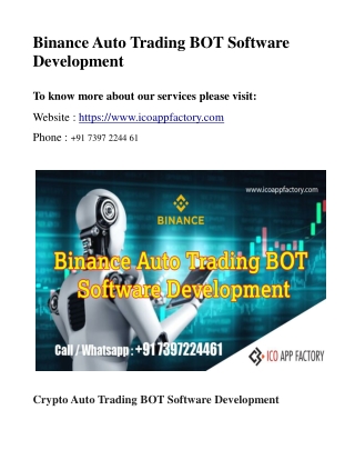 BINANCE AUTO TRADING BOT SOFTWARE DEVELOPMENT