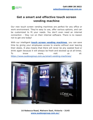 Get a smart and effective touch screen vending machine