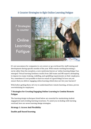 6 Counter Strategies to fight Online Learning Fatigue