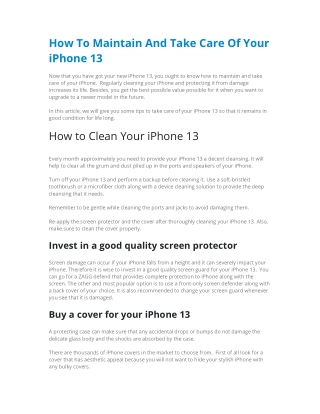 How To Maintain And Take Care Of Your iPhone 13