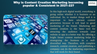 Why is Content Creation Marketing becoming popular & Consistent in 2021-22?