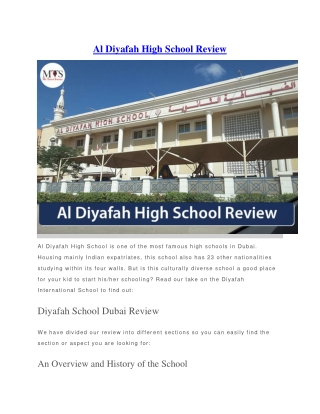 Al Diyafah High School Review