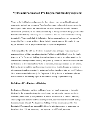 Blog - Offshore Outsourcing - myths and facts about pre-engineered building systems