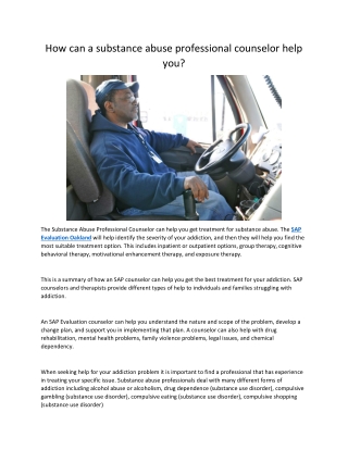 How can a substance abuse professional counselor help you