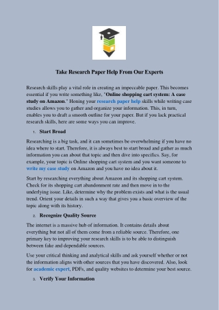 Take Research Paper Help From Our Experts