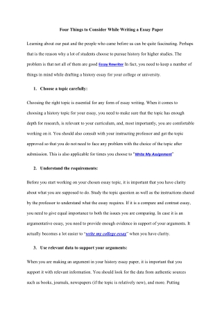 Four Things to Consider While Writing a Essay Paper